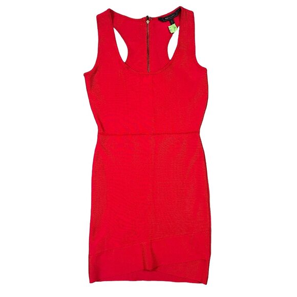 BCBG BCBGMAXAZRIA Bright Red Bandage Bodycon Y2K Mini Dress Women's Small - Picture 1 of 6